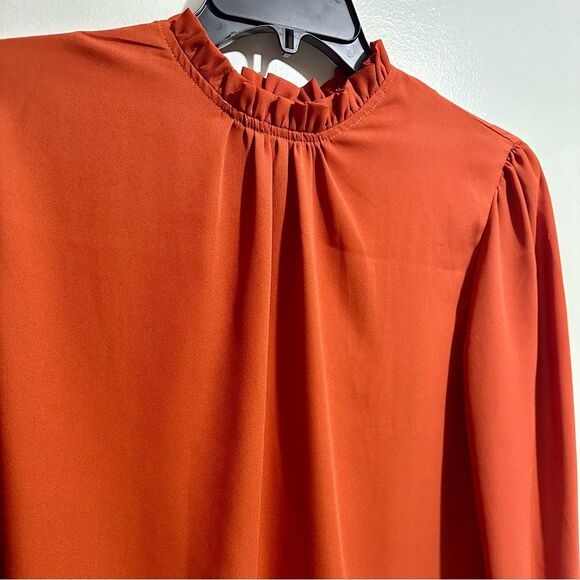 Elegant Rust Blouse High Neck Orange (963) - Picture 2 of 4